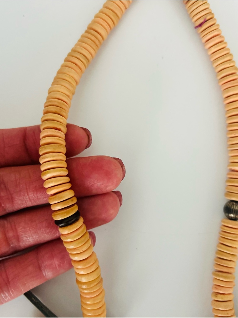 Handcrafted Beach Shell Statement Necklace in Cream, Black and Orange - Picture 6 of 8